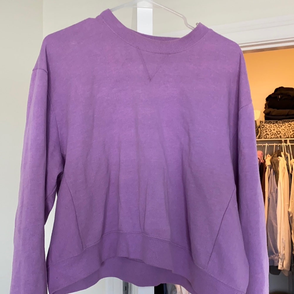 Purple cropped crew neck size L from Pacsun